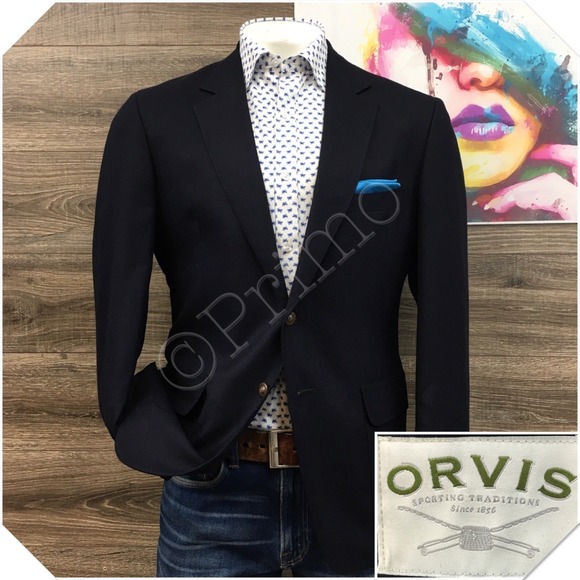 Orvis Other - ORVIS Mens Navy Blazer Sport Coat Casual Jacket Size 42R Classic Wool Suit USA